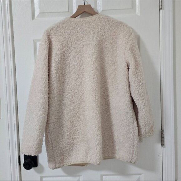 7 For All Mankind Toggle Front Sherpa Jacket In Cream Size M - Picture 6 of 6